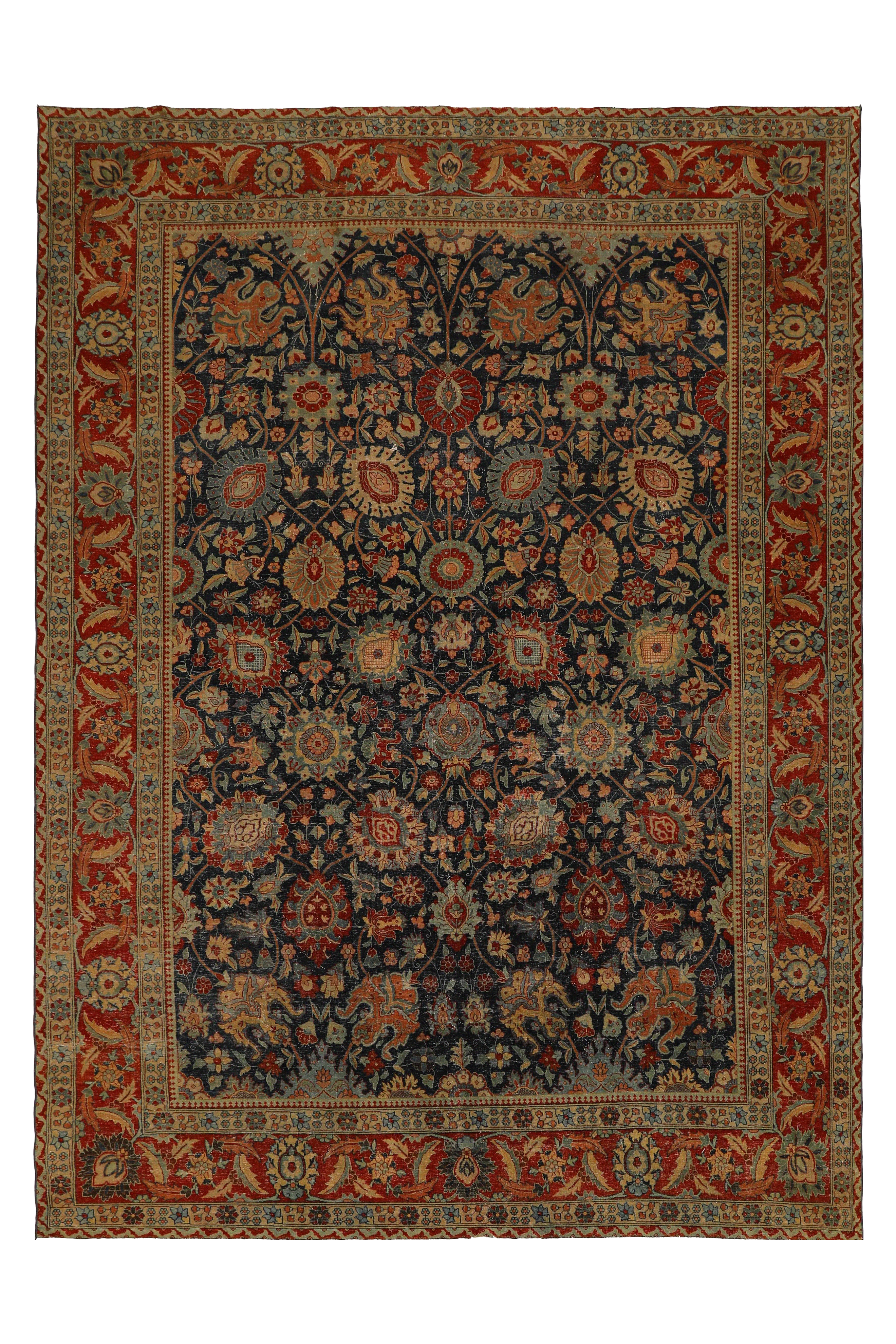 Antique Persian Tabriz Traditional Rug 93402