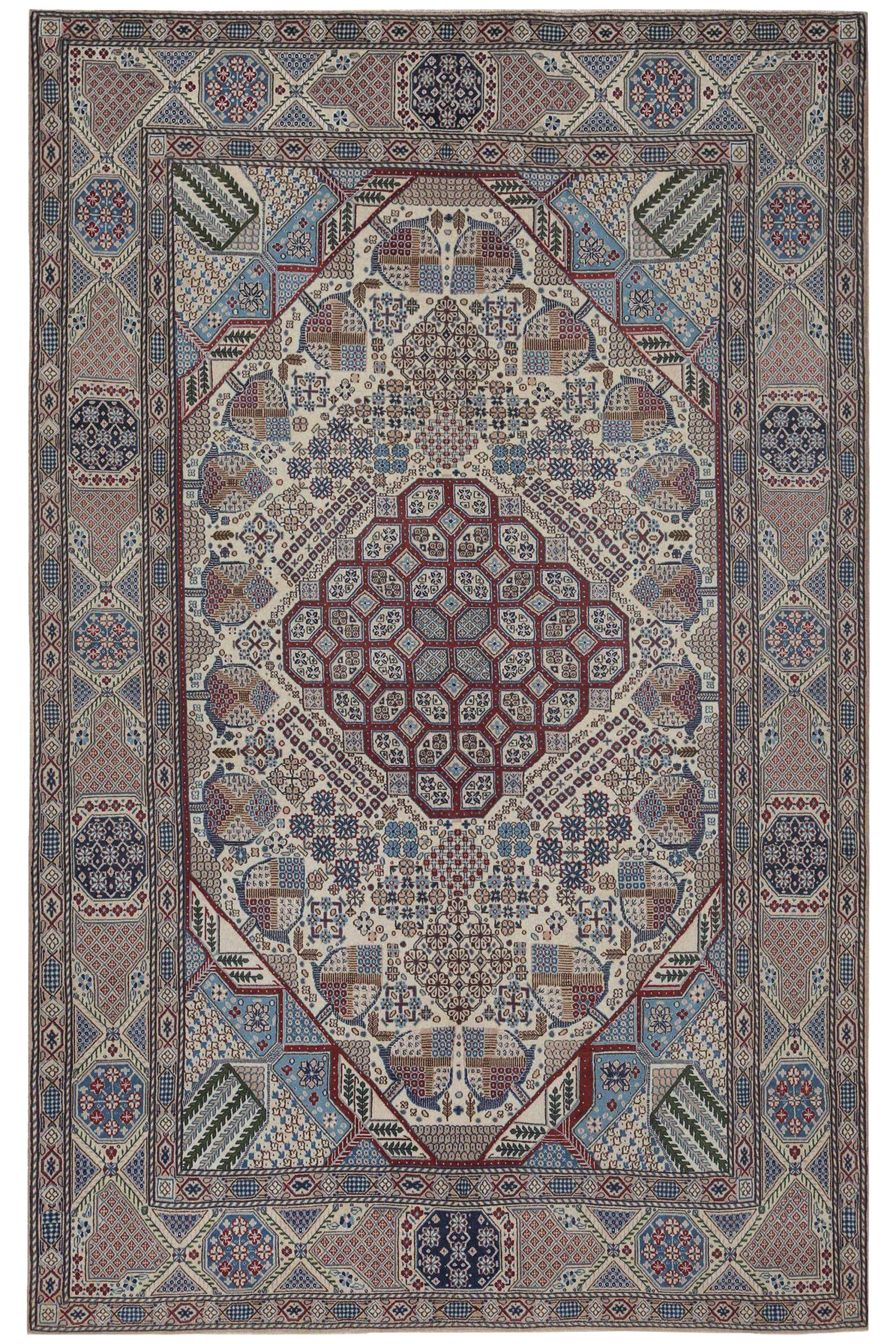 Antique Persian Nain Traditional Rug 96734