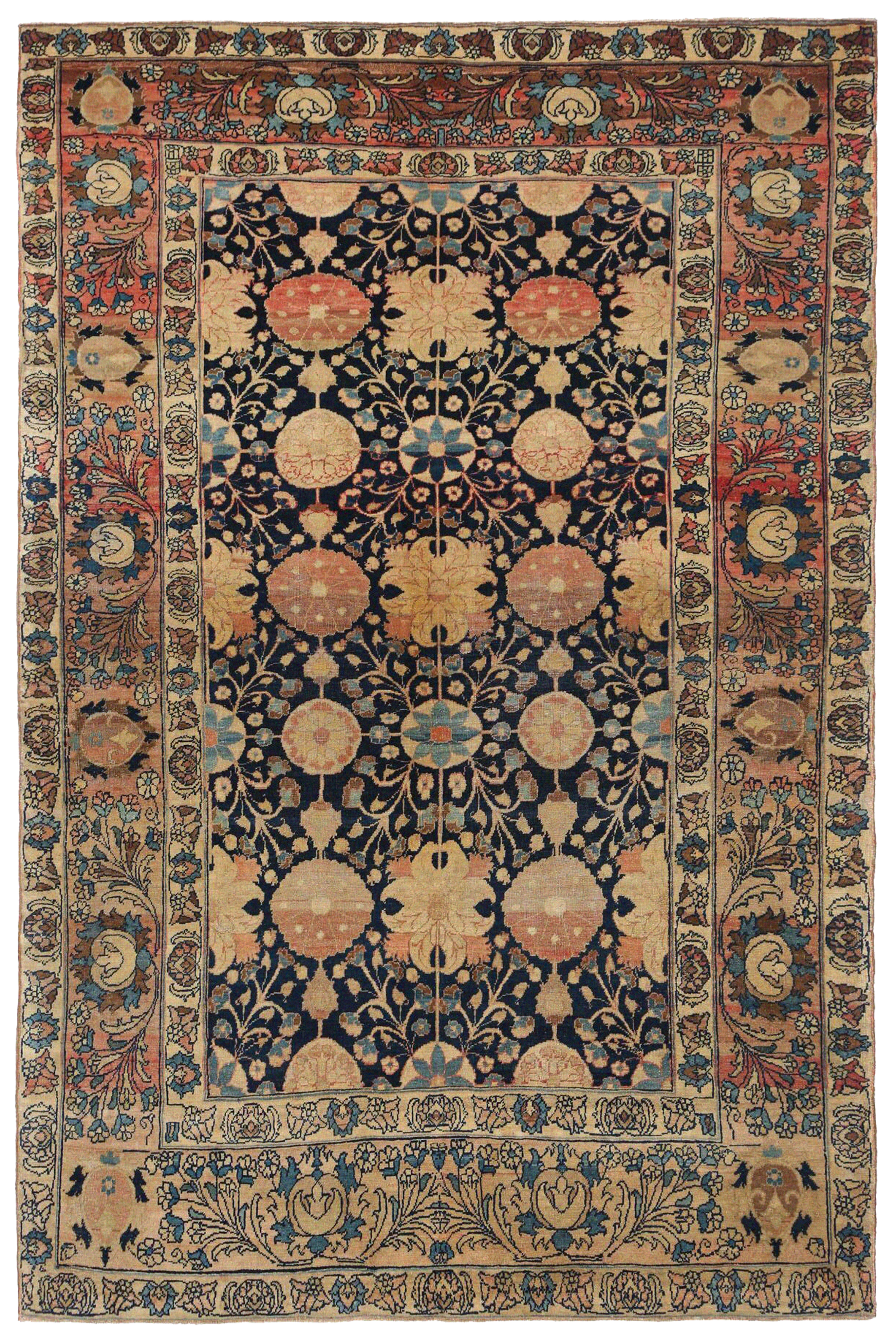 Antique Persian Varamin Traditional Rug 96812