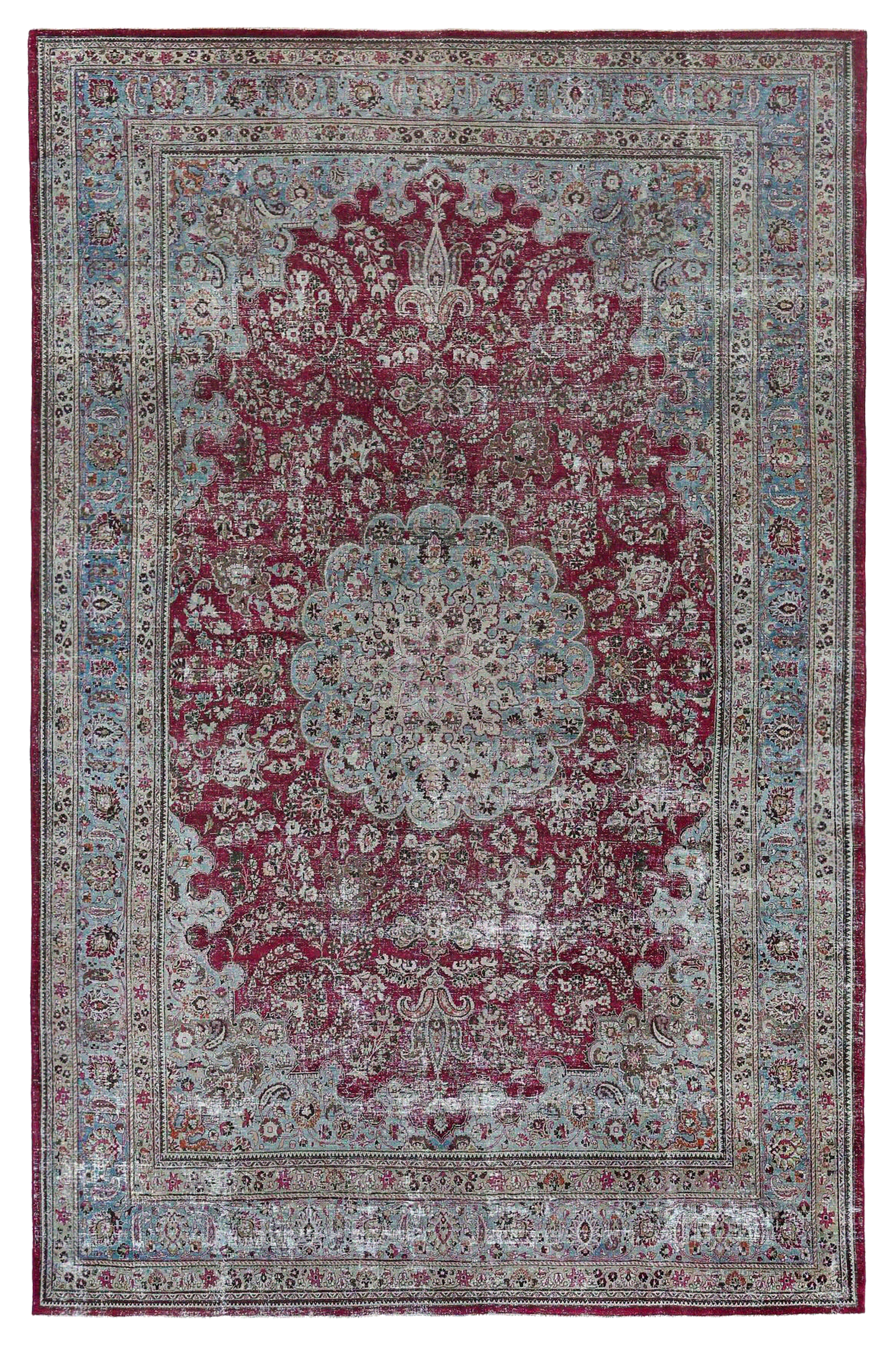 Antique Persian Mashad Traditional Rug 96884